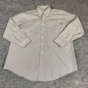 Brooks Brothers Shirt Mens 17.5 34/35 Gray 346 Houndstooth Button Down Cotton